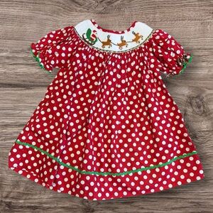 NWOT Smocked Polka Dot Christmas Dress SZ 9 Months